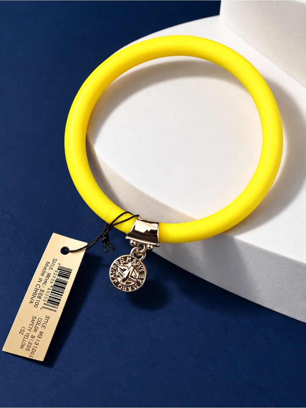 Marc by Marc Jacobs Yellow Bangle Bracelet with Logo Charm NWT $68 MSRP - Picture 5 of 9
